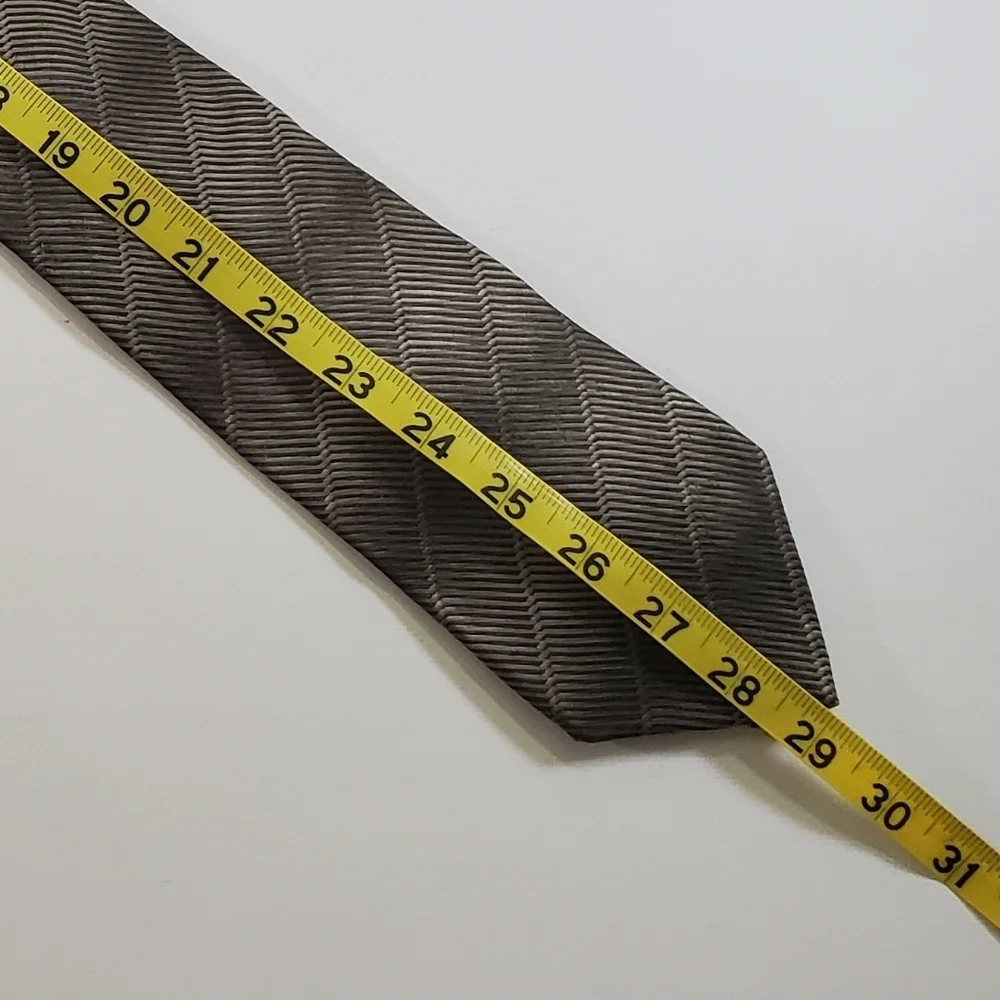 Zylos Gold George Machado Silk Diagonal Stripe Tie Brown Gold Length 56